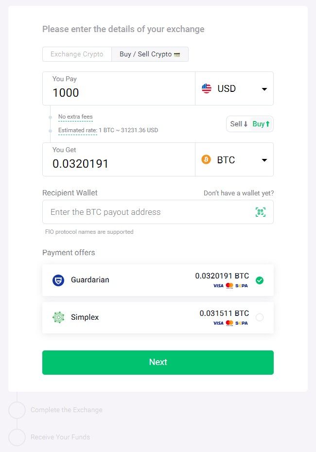 changenow buy crypto