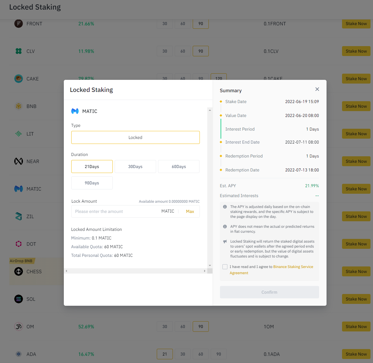 binance staking panel