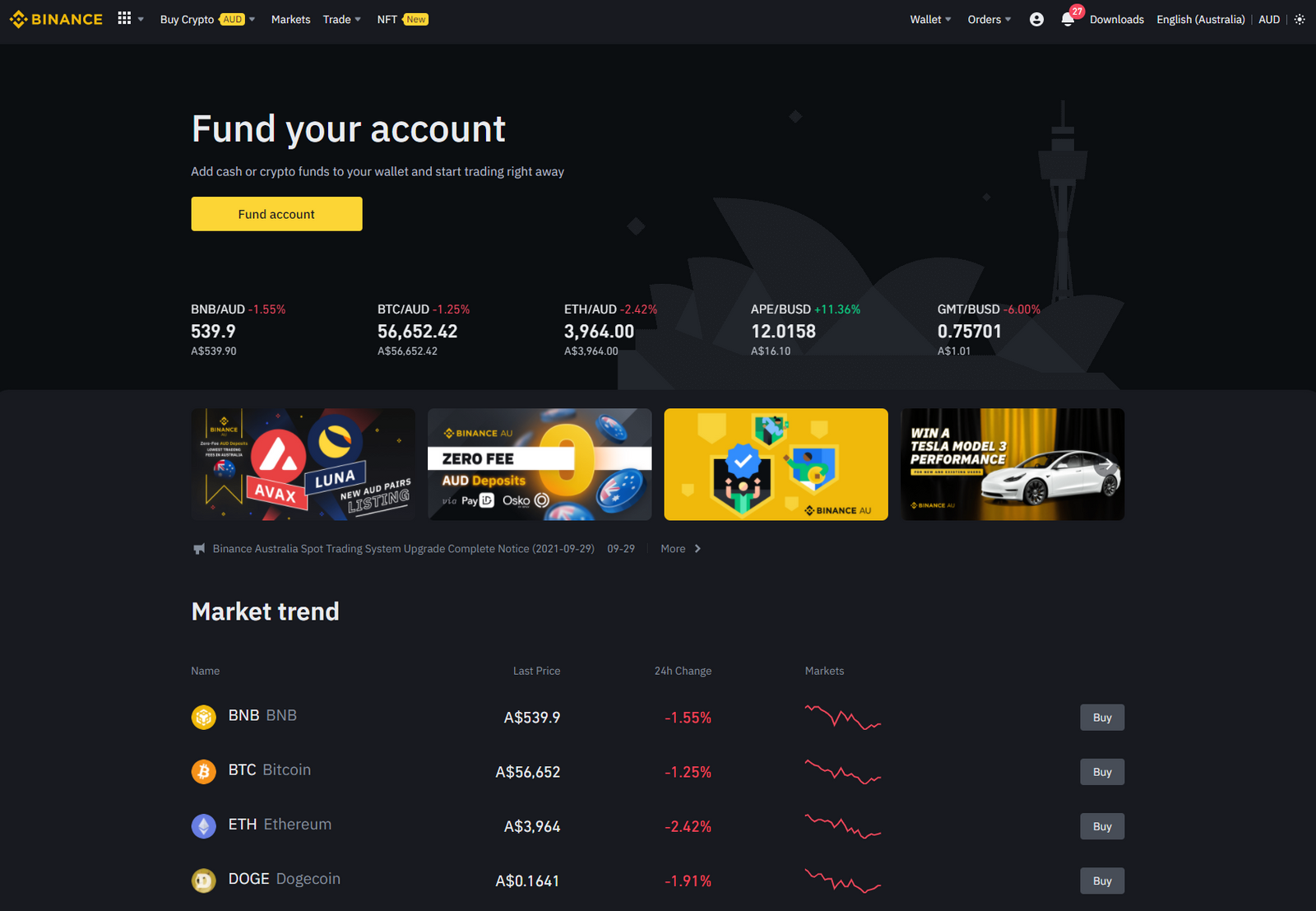 binance australia