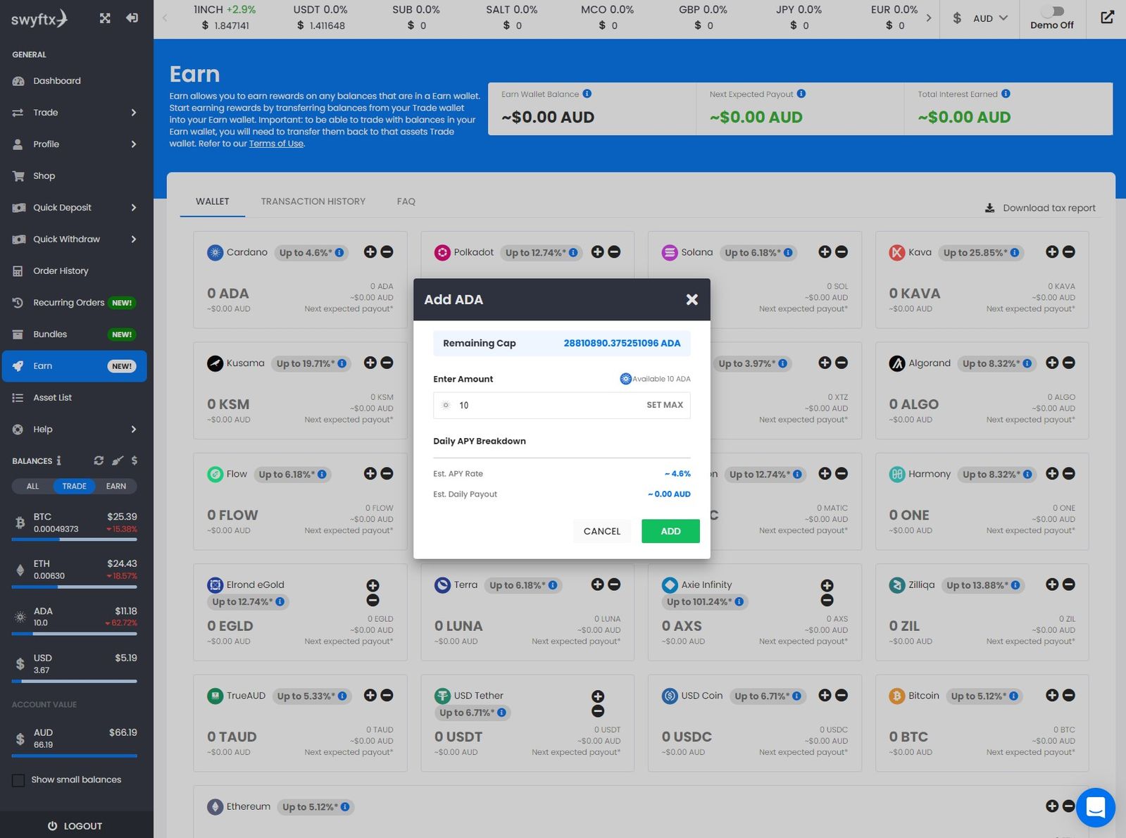 swyftx how to earn interest