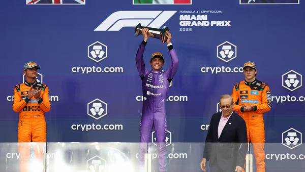 Kimi Antonelli converted his third pole on the bounce into a third straight win at Miami. Leclerc dropped from sixth to eighth after a chaotic final lap.