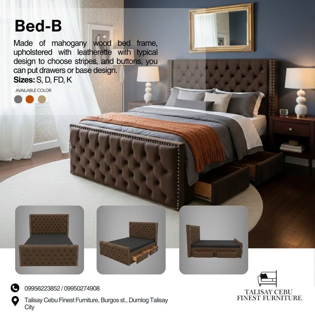 A classic, chocolate brown upholstered bed frame featuring deep tufted button detailing on both the high headboard and the footboard. The edges are accented with a silver nailhead trim.
