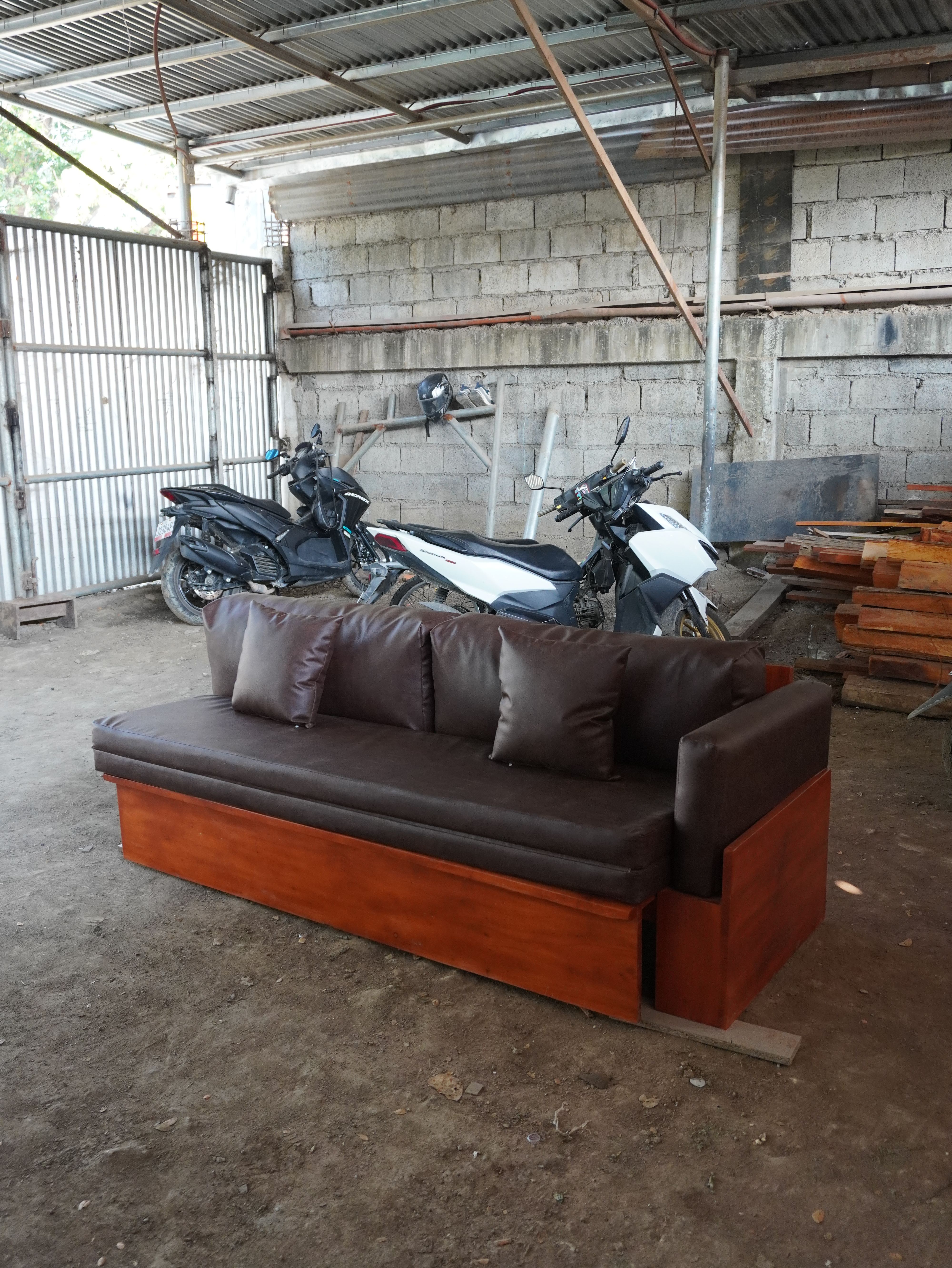 Brown Leatherette Sofa Bed