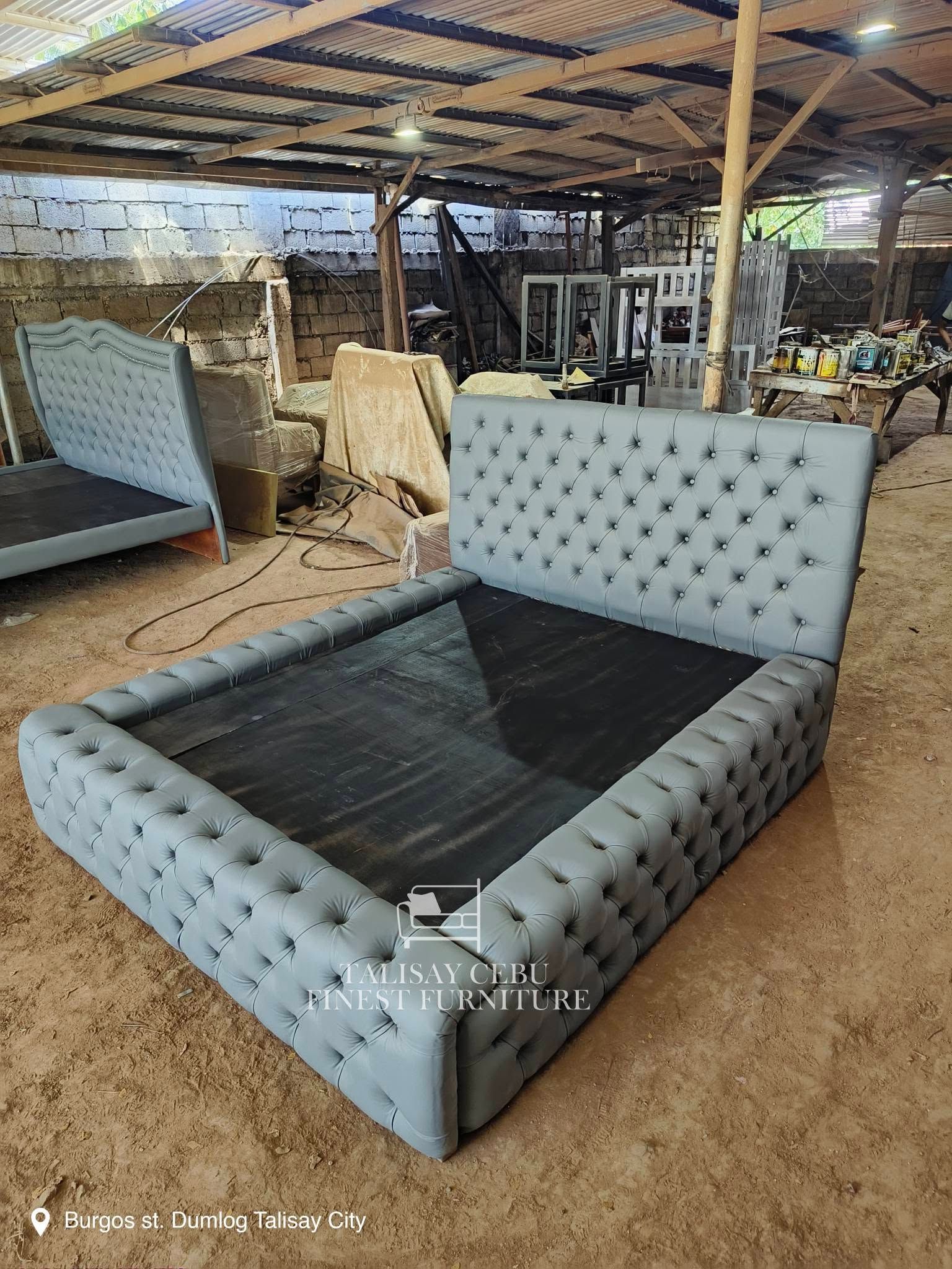 Custom made bed frame in the shop