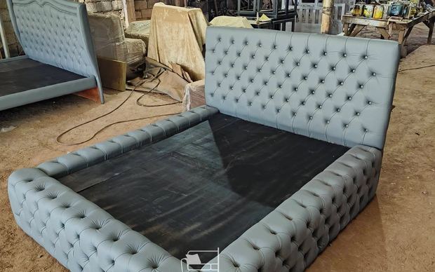 Custom made bed frame in the shop