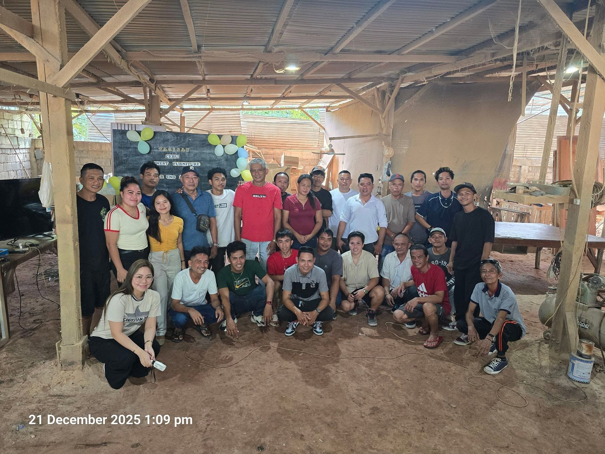 The whole TCFF Team in the shop during their team party