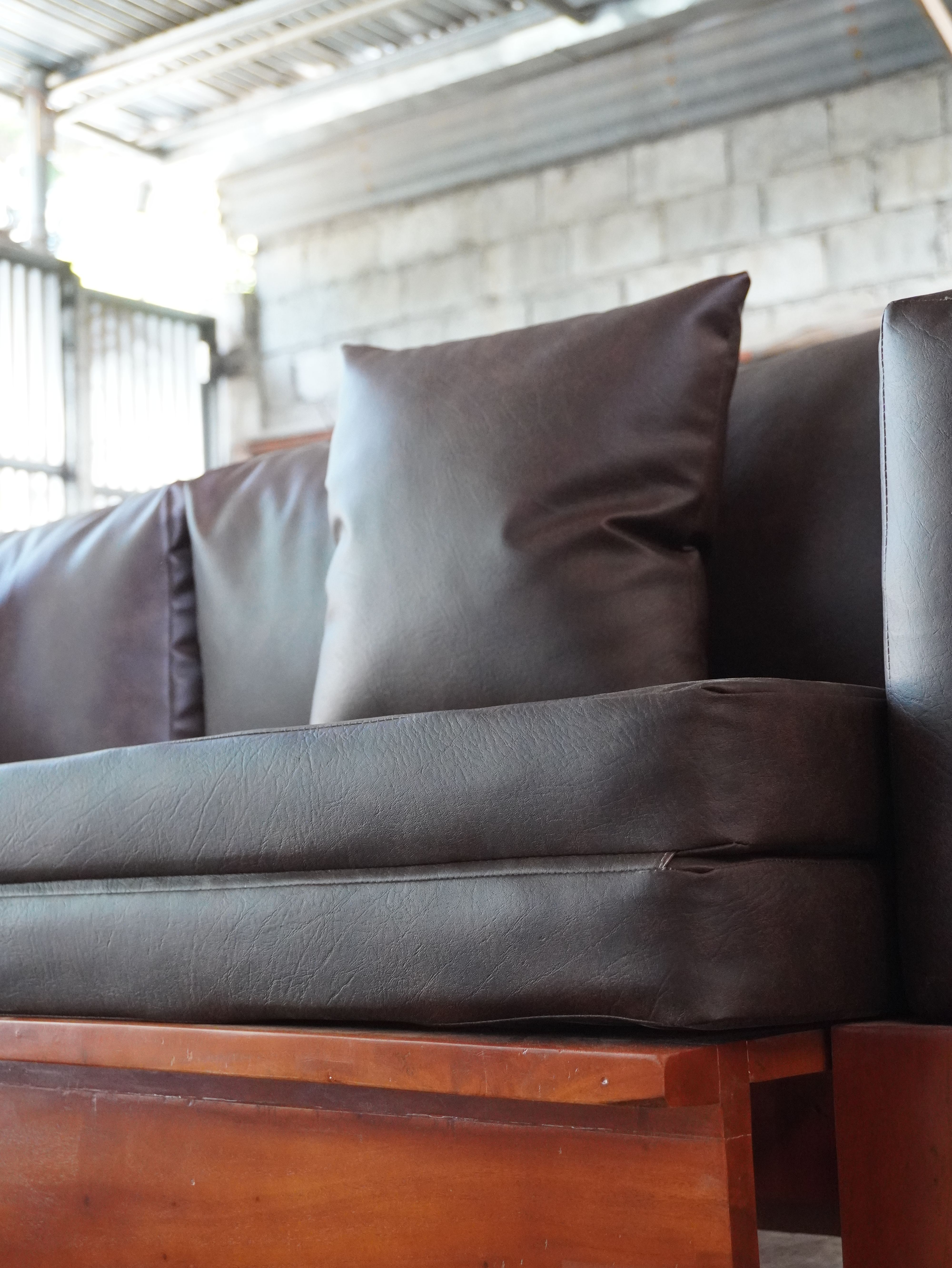 Brown Leatherette Sofa Bed