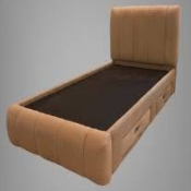The headboard showcases a clean, vertical channel tufting stripe pattern.