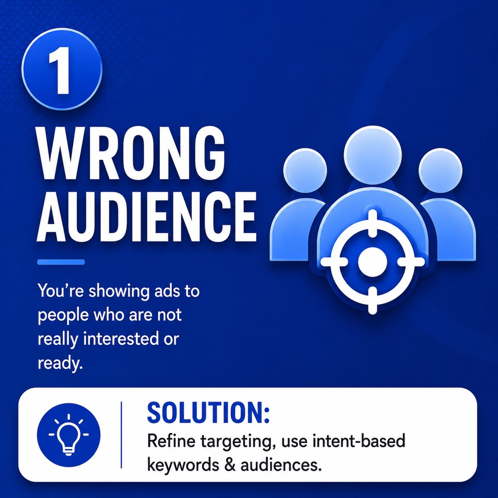 Wrong audience targeting in ads — solution: refine targeting with intent-based keywords