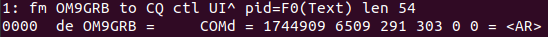 AX.25 copy of Morse message