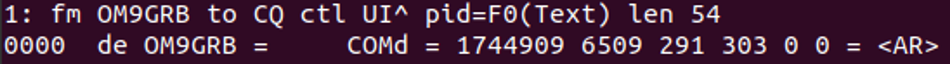 AX.25 copy of Morse message