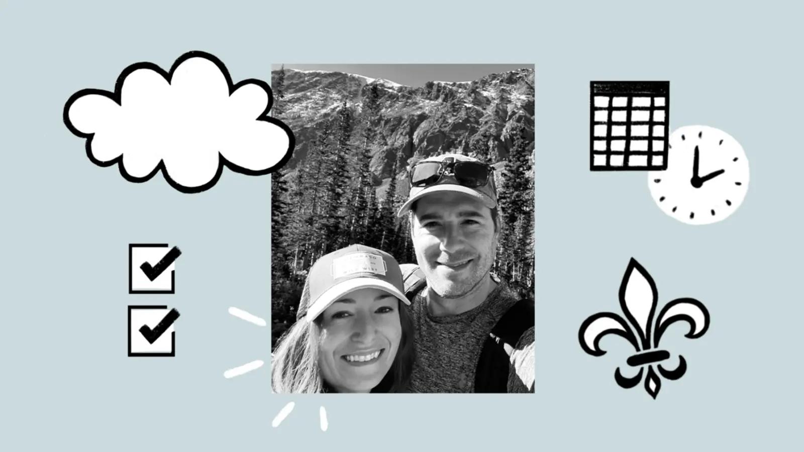 Photo of Ariel outdoors with illustrated project management symbols