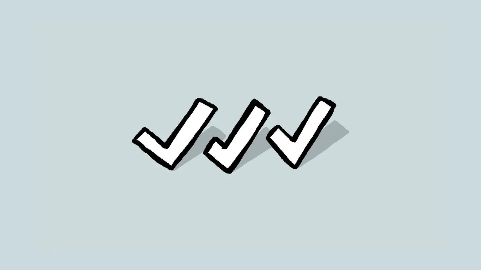 Illustration of three checkmarks representing three years