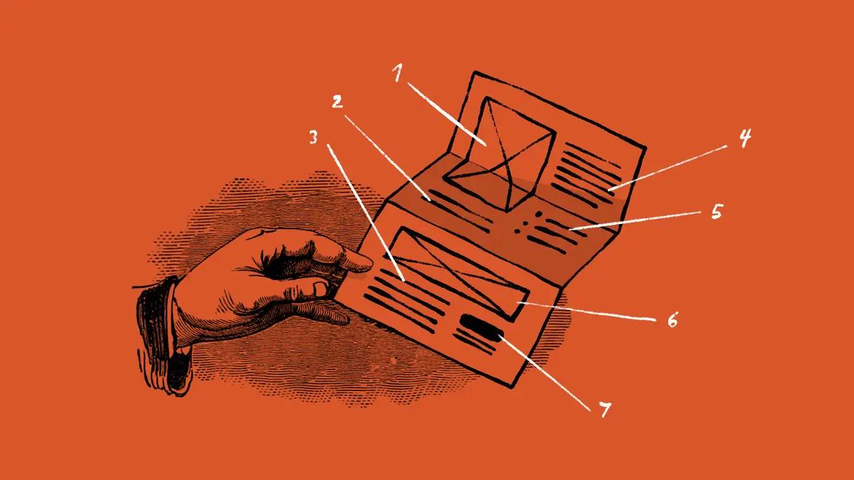 Hand holding design document with numbered step callouts