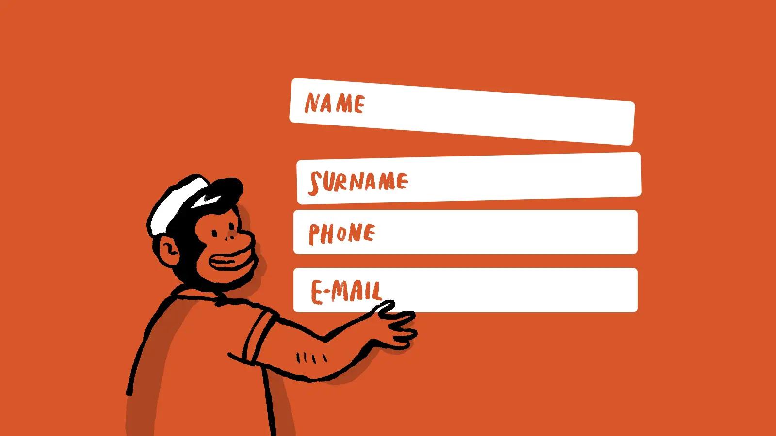 Illustration of person pointing to contact form fields