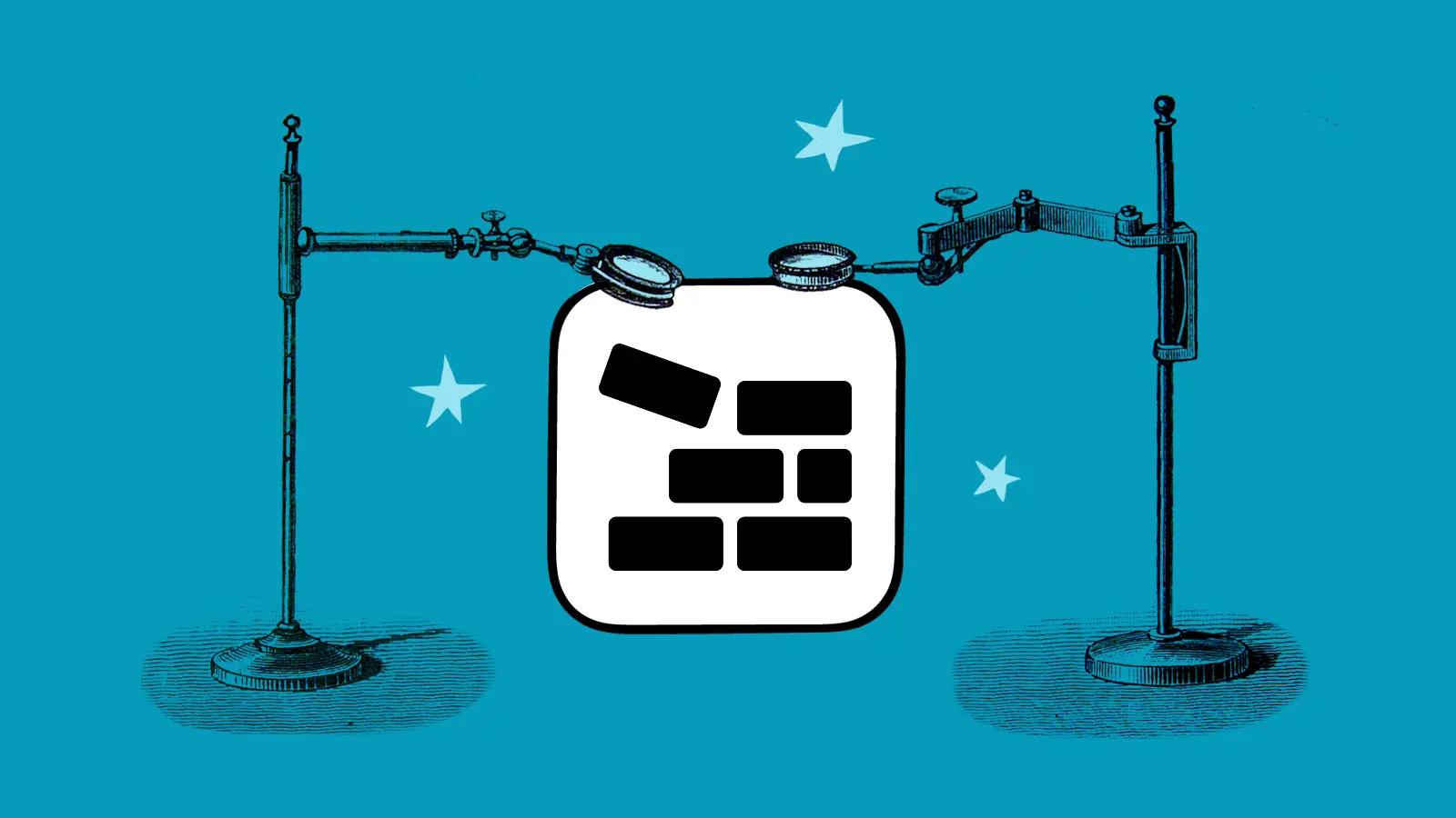 Illustration of Block Usage plugin icon and magnifying glasses inspecting it