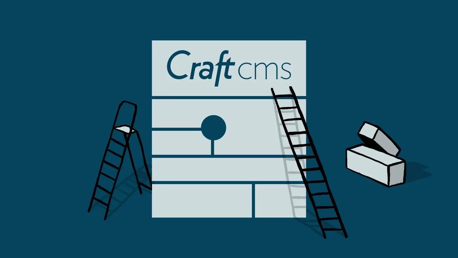 Illustration of ladders and tools building modular Craft CMS structure