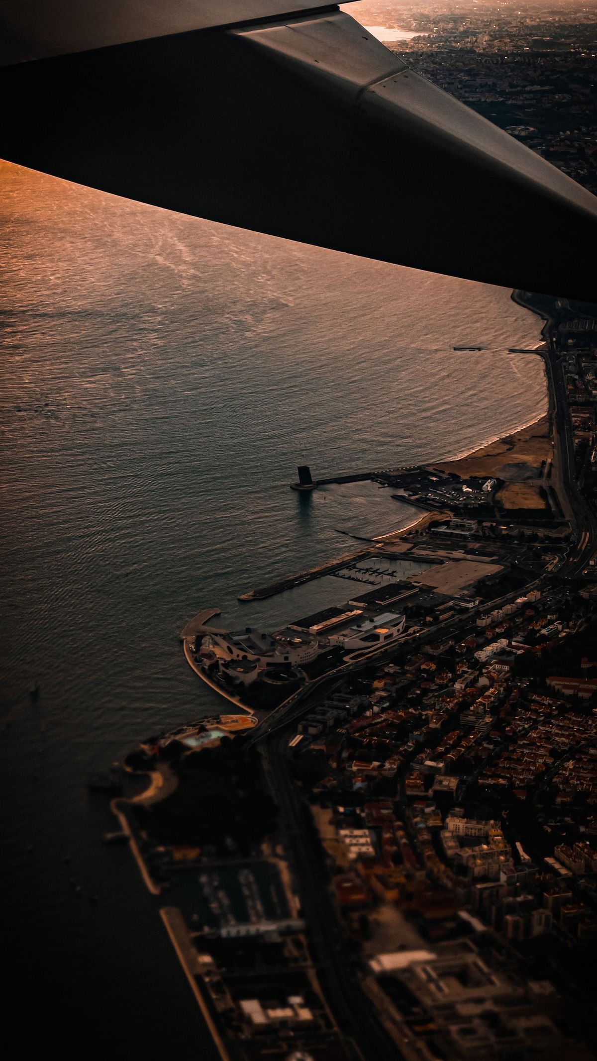 The Portuguese coast seen from an aeroplane approaching Lisbon