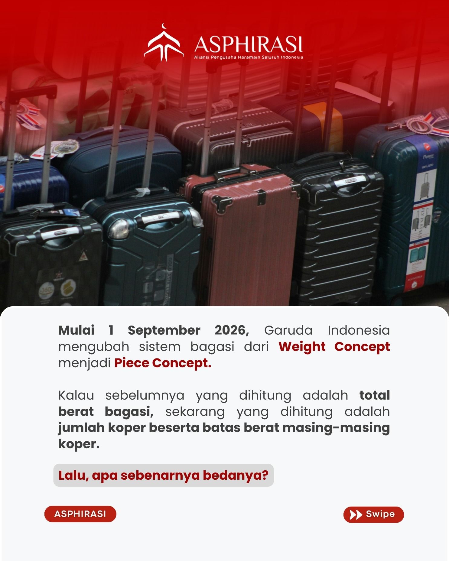 Garuda Indonesia Terapkan Sistem Bagasi Piece Concept Mulai 1 September 2026