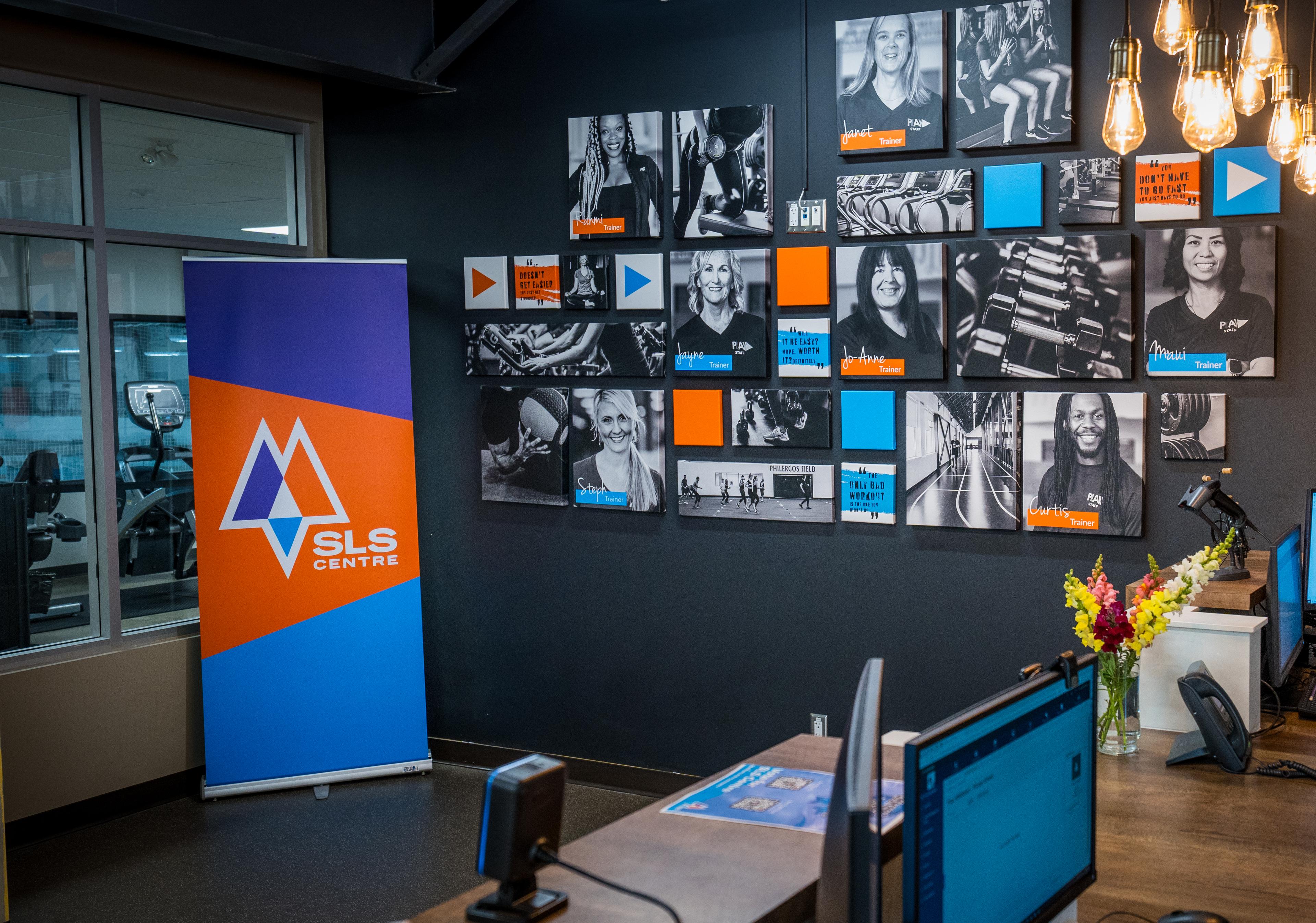 Image of a reception desk in the SLS Centre fitness centre
