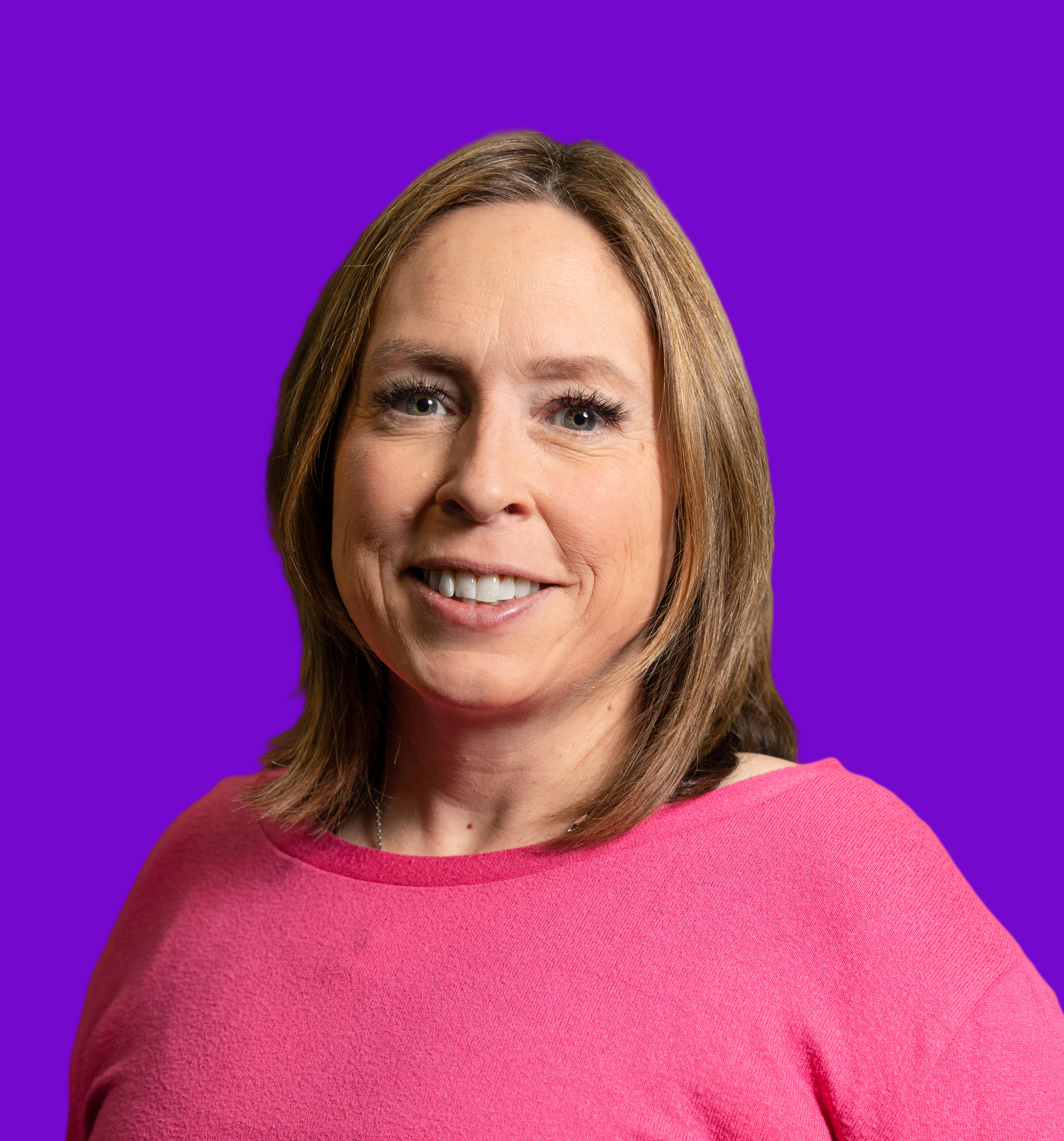 Profile image of Catriona Hill on a solid purple background.