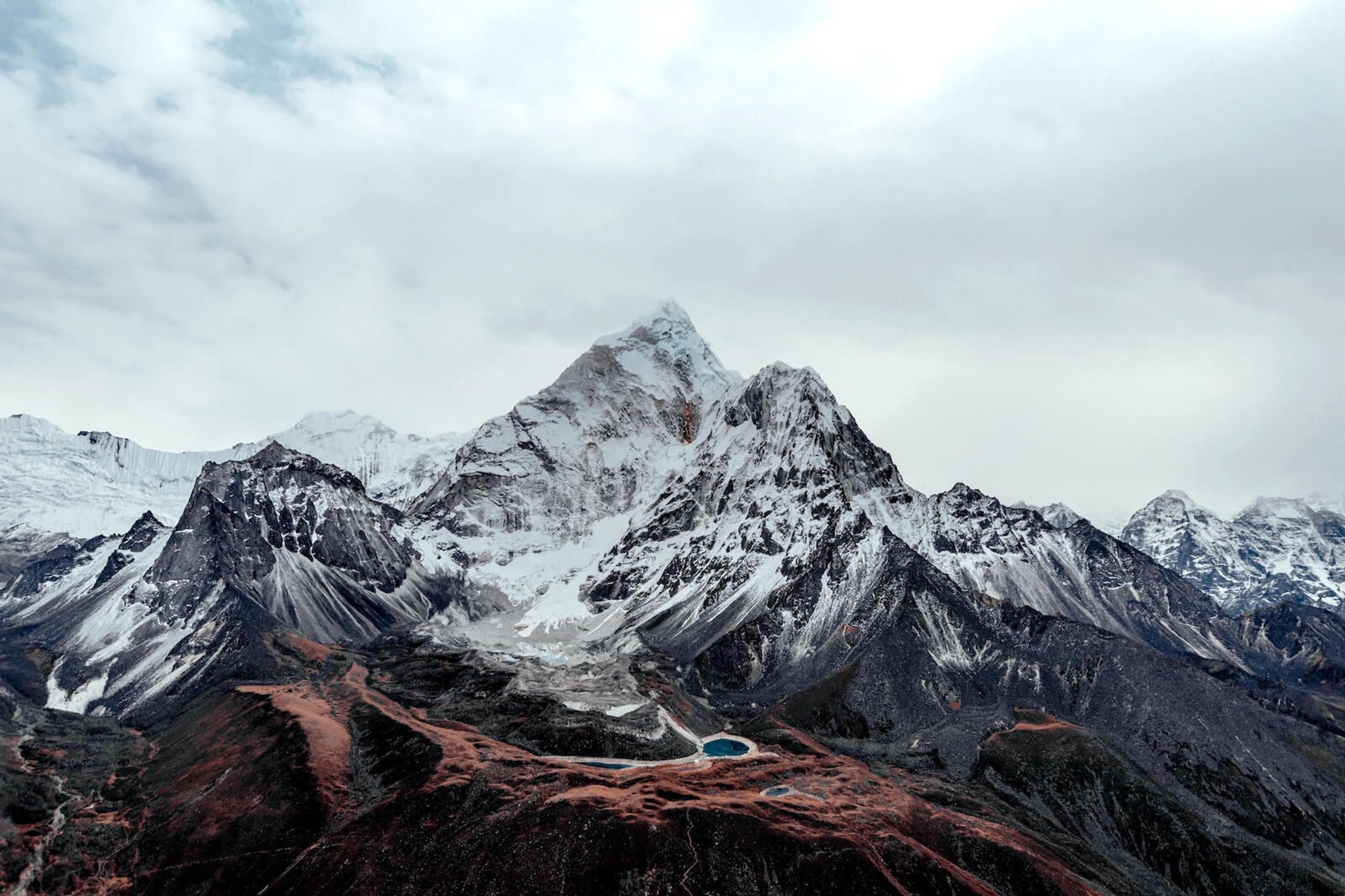 Photo of mountains covered in snow.