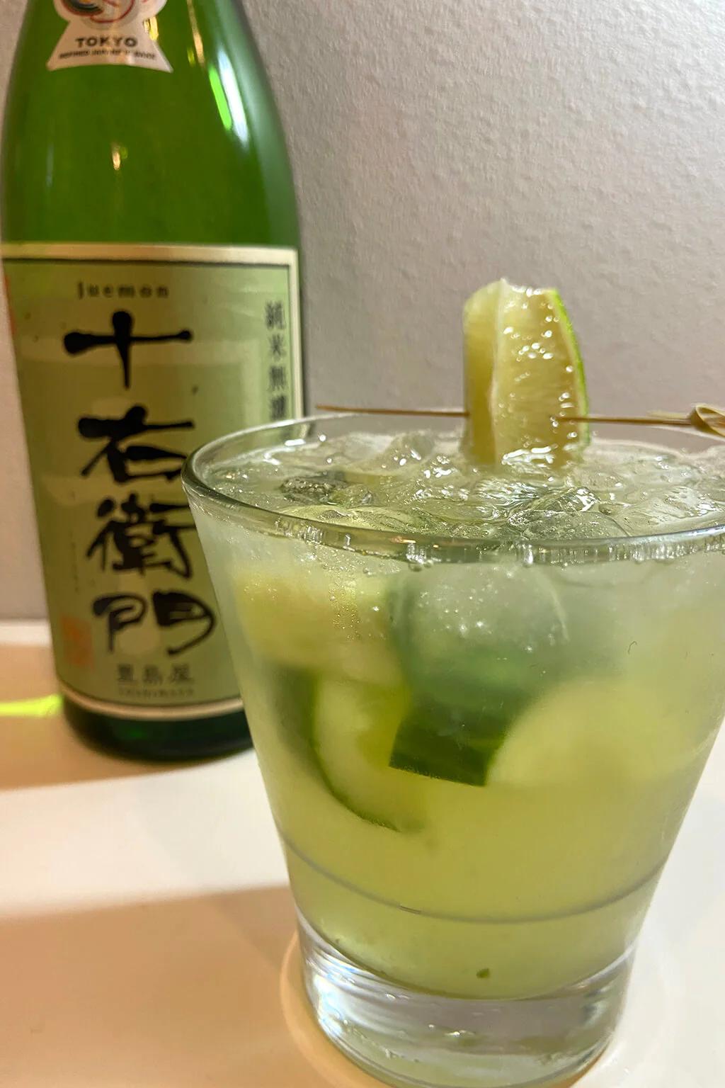The cucumber shisojito is a refreshing cocktail