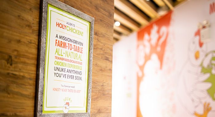 photo from the inside of the store showing their mission statement to make natural food