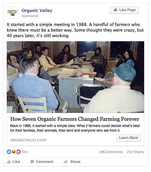 A facebook post of an Organic Valley meeting from 1988