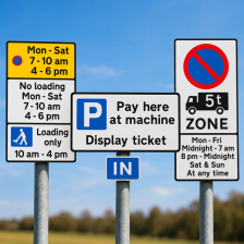 Group of parking related signage