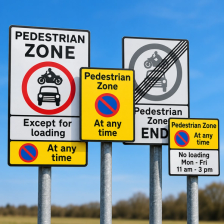 Group of pedestrian related signs