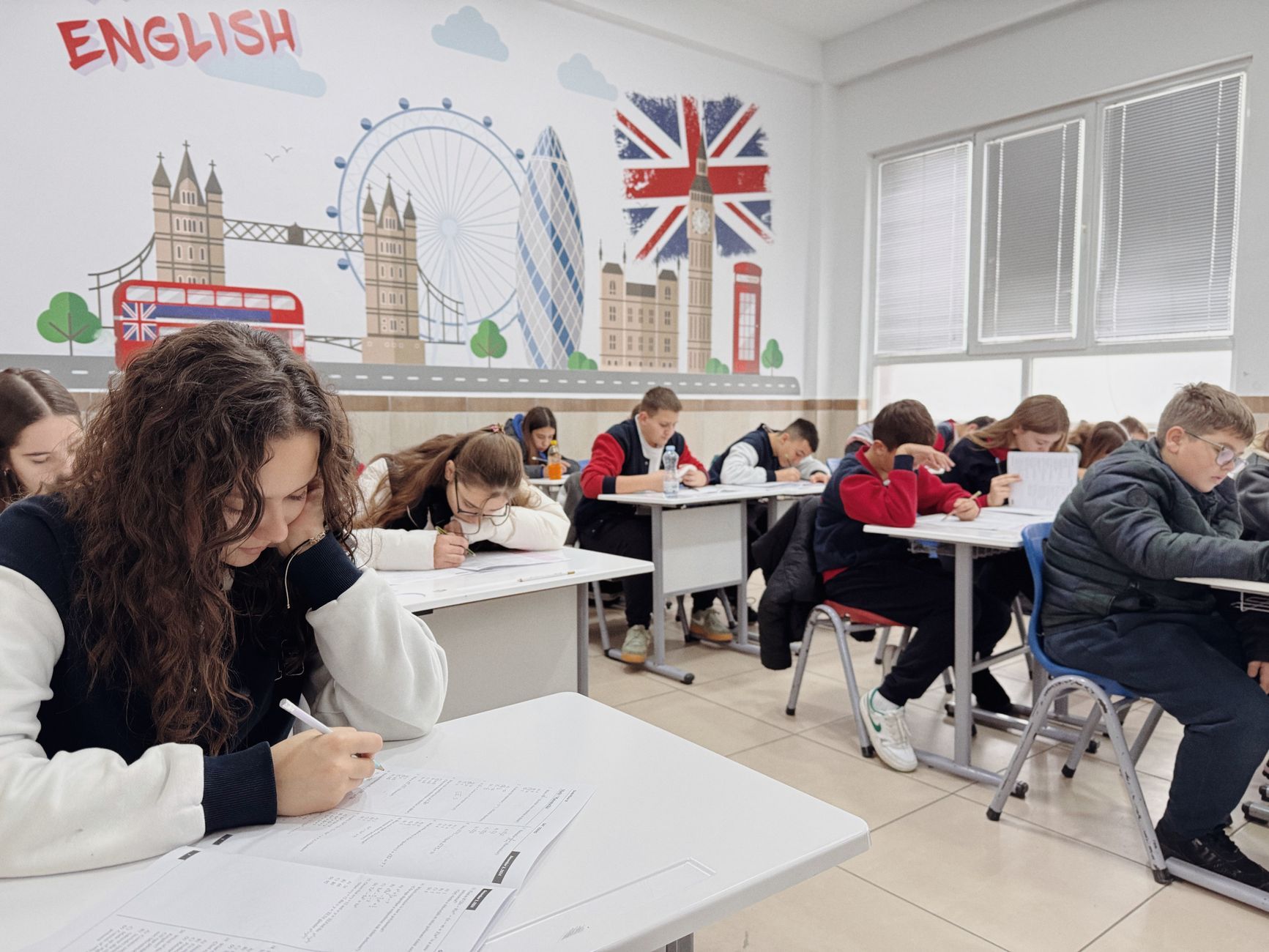 A student preparing for an English language test
