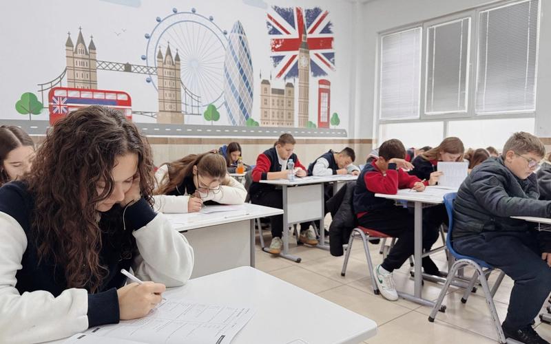 A student preparing for an English language test