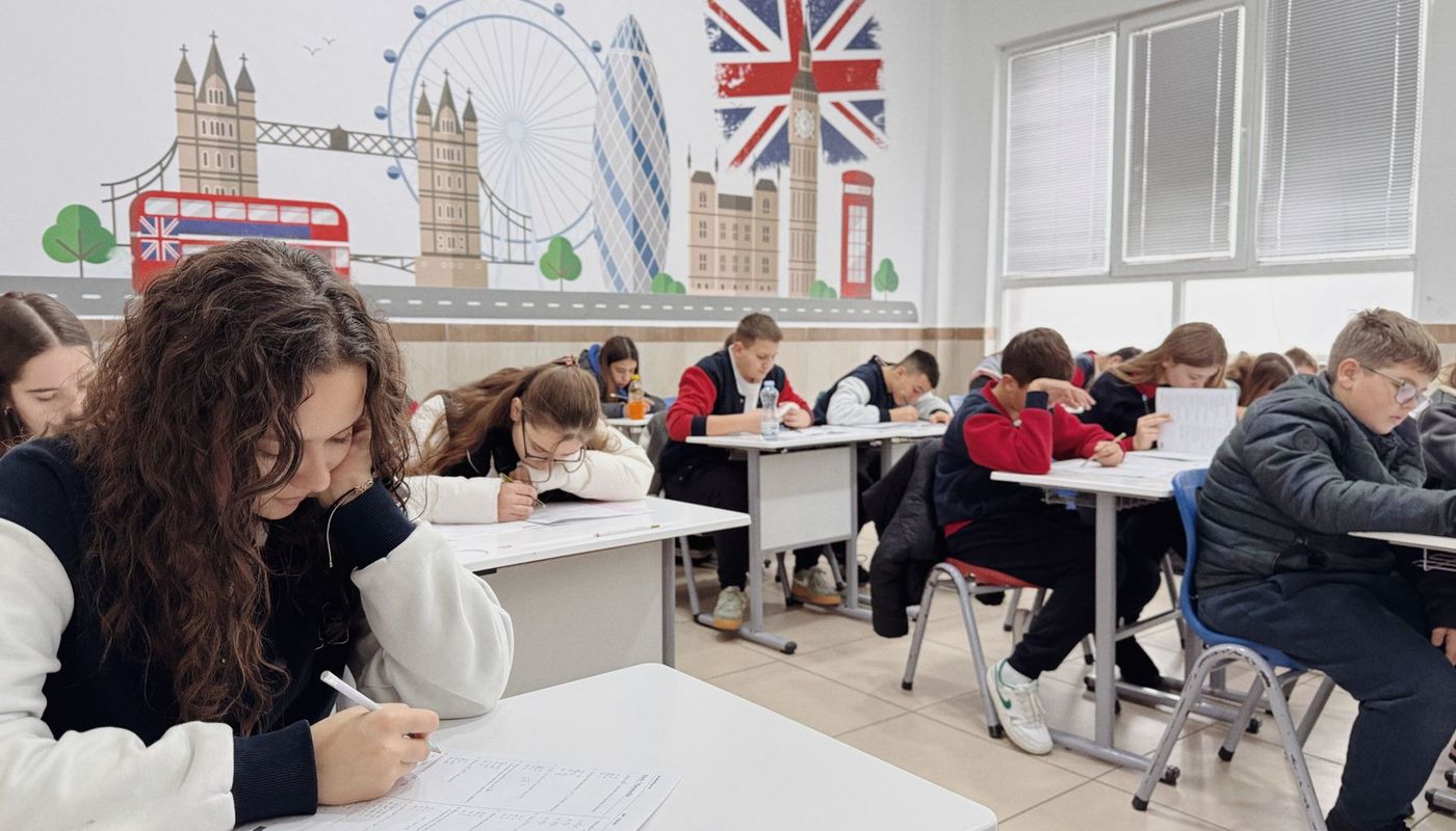 A student preparing for an English language test