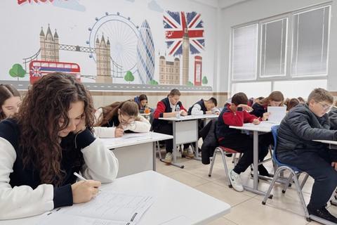 A student preparing for an English language test