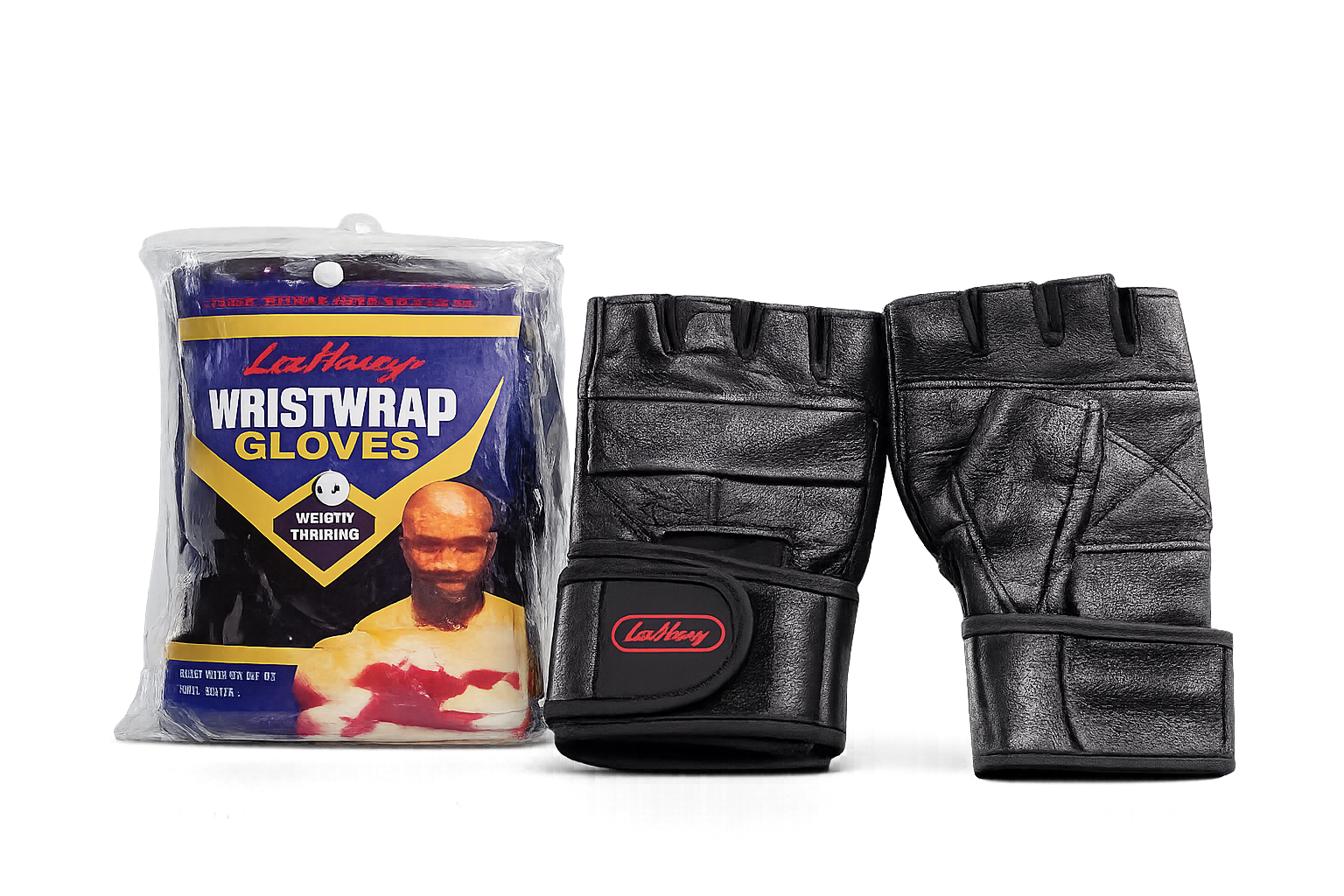 Lee Haney Premium Leather Wrist Wrap Weight Training Gloves – Black