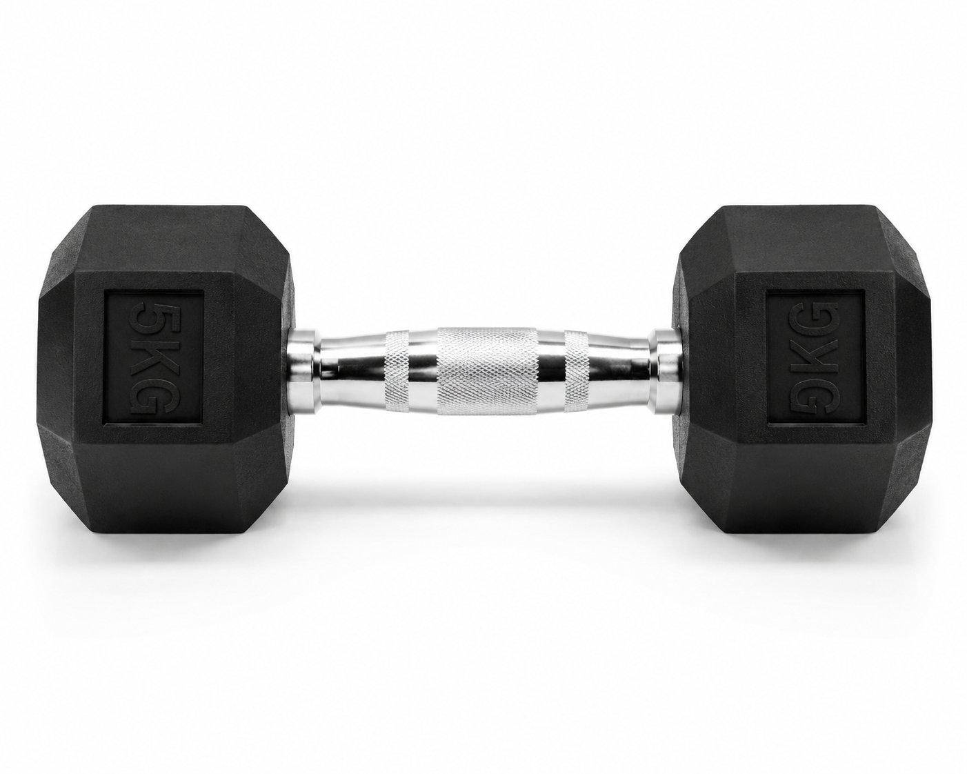 Hex Rubber Dumbbell – Premium Chrome Handle Strength Training Dumbbell