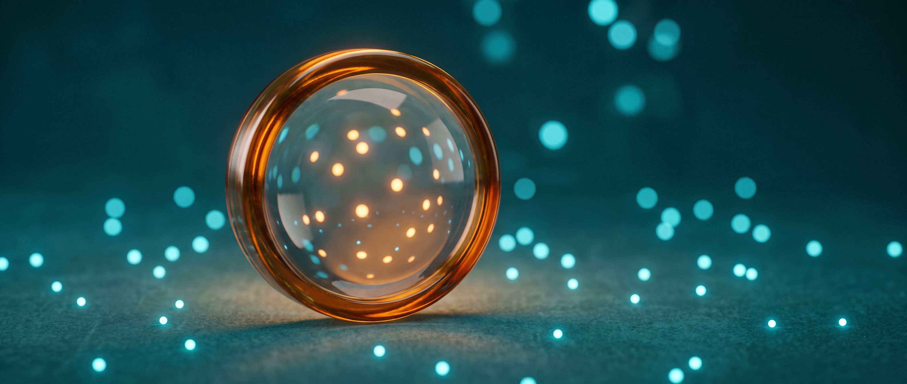 A magnifying glass over a field of cool-blue data points, the few points under the lens lit warm amber - diagnosing where the conversions really are before blaming Google.