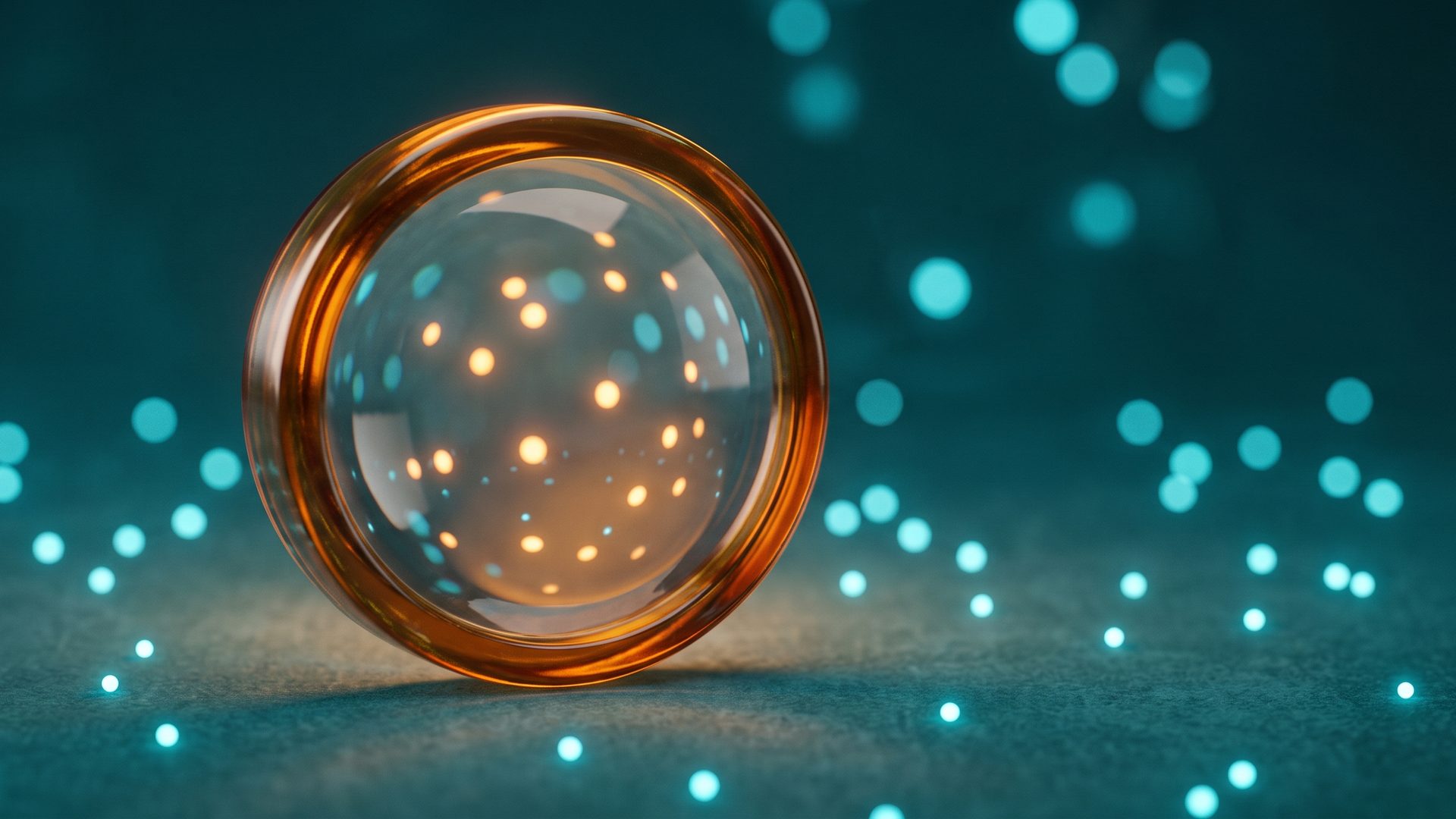 A magnifying glass over a field of cool-blue data points, the few points under the lens lit warm amber - diagnosing where the conversions really are before blaming Google.