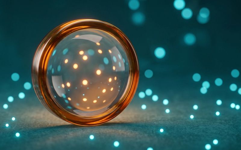 A magnifying glass over a field of cool-blue data points, the few points under the lens lit warm amber - diagnosing where the conversions really are before blaming Google.