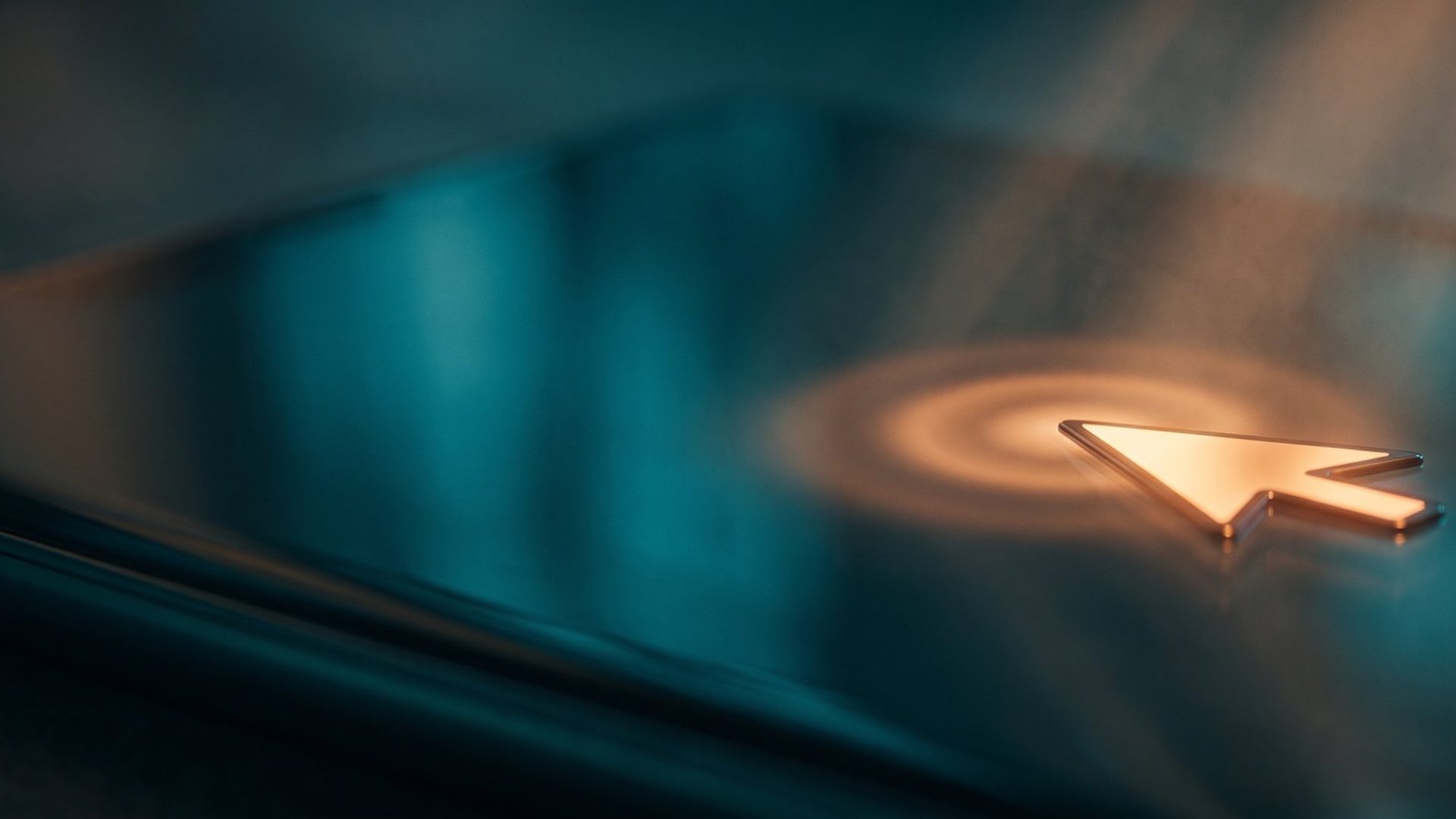 A glowing cursor arrow on a dark screen with a ripple spreading out from the point of the click