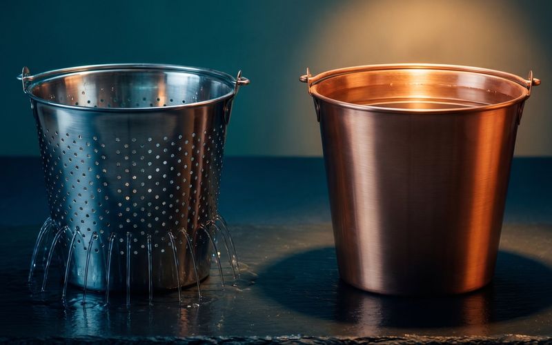 Two metal pails - one riddled with holes and leaking water, one sound and brimming full - the difference between losing the customers you win and keeping them.