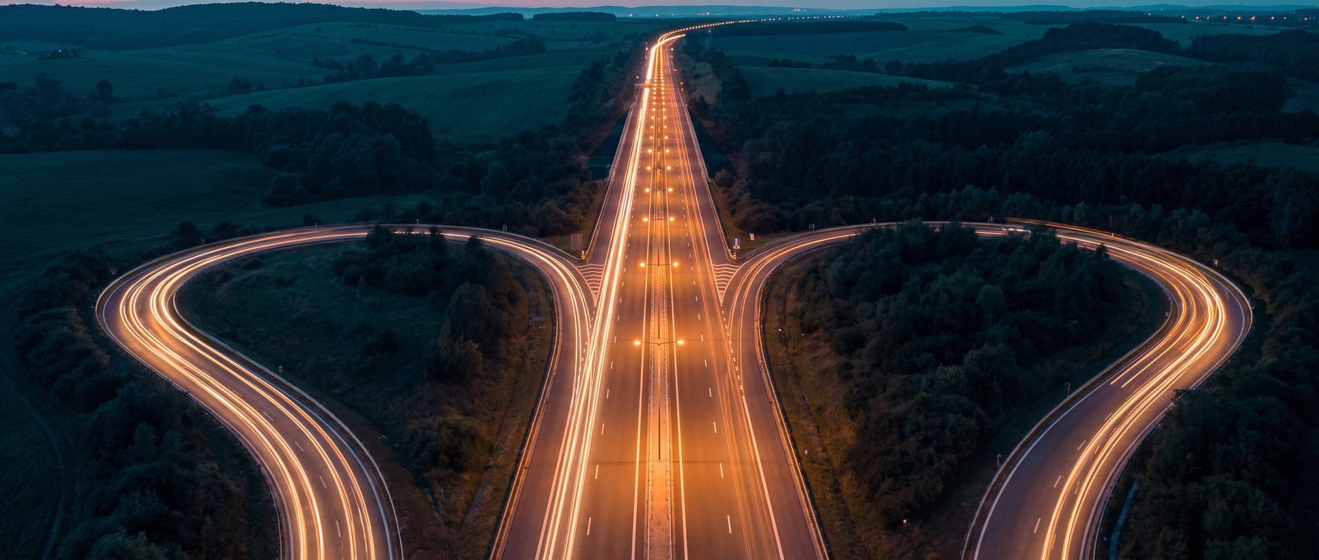 Three separate roads merging into one lit highway - LinkedIn, Google, and Meta run together, not as rivals.