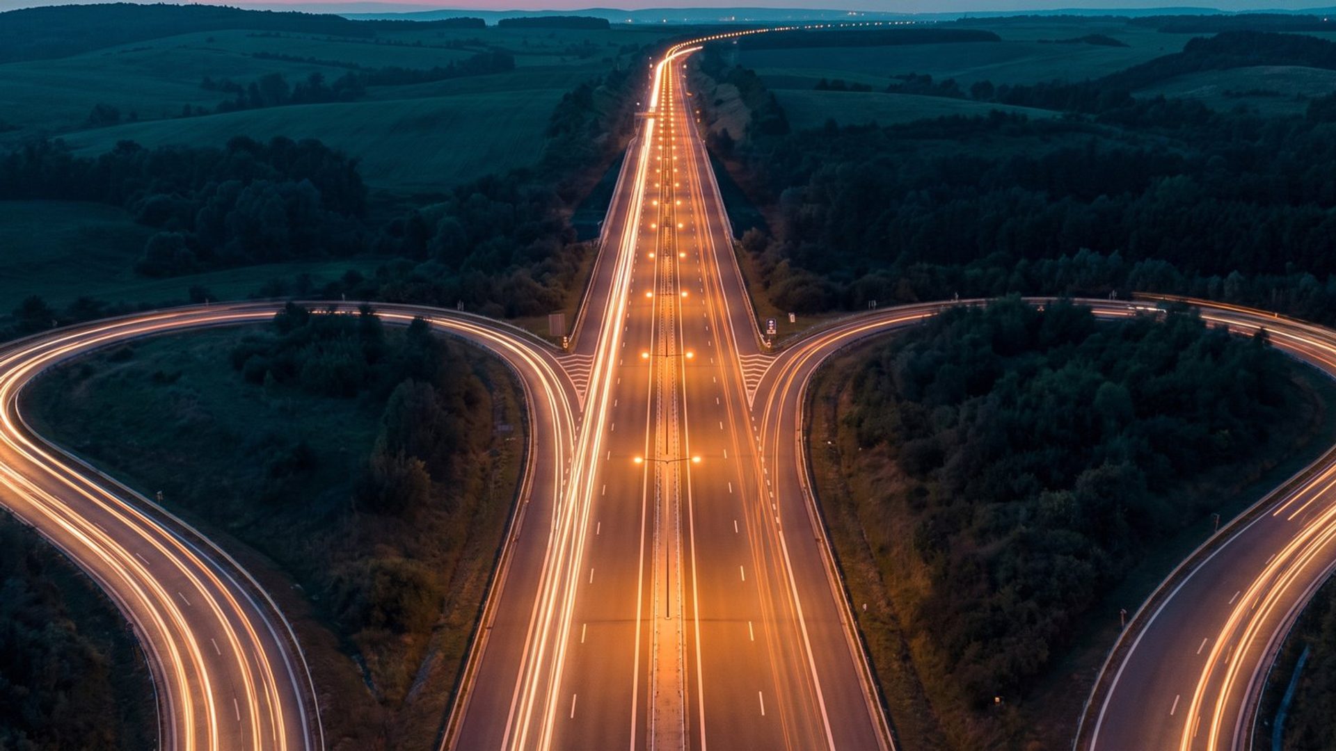 Three separate roads merging into one lit highway - LinkedIn, Google, and Meta run together, not as rivals.