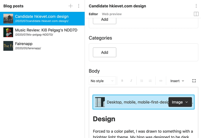 Sanity.IO interface for faireoui.com