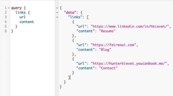 GraphQL explorer for hkievet.com links
