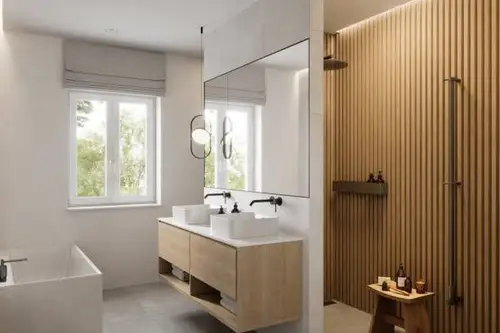 Combinații de culori și materiale pentru o baie modernă