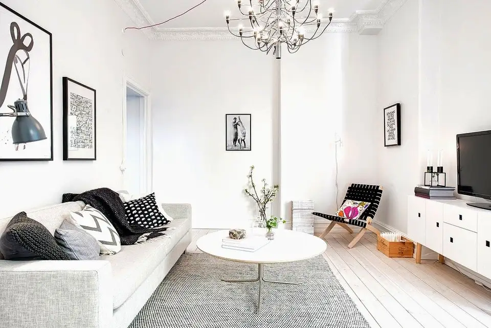 Apartament scandinav o amenajare monocromatica cu detalii artistice