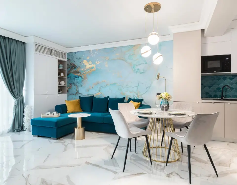 Coastal Color Accents: Designing a 42 sq m Vacation Apartment