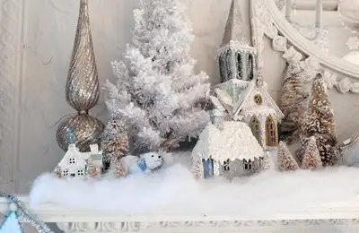 Romantic Christmas Decor: White and Silver Ornaments
